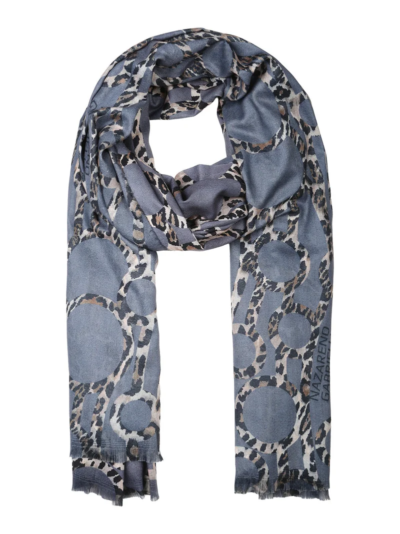 Sciarpa donna animalier on finale sfrangiato - grigio