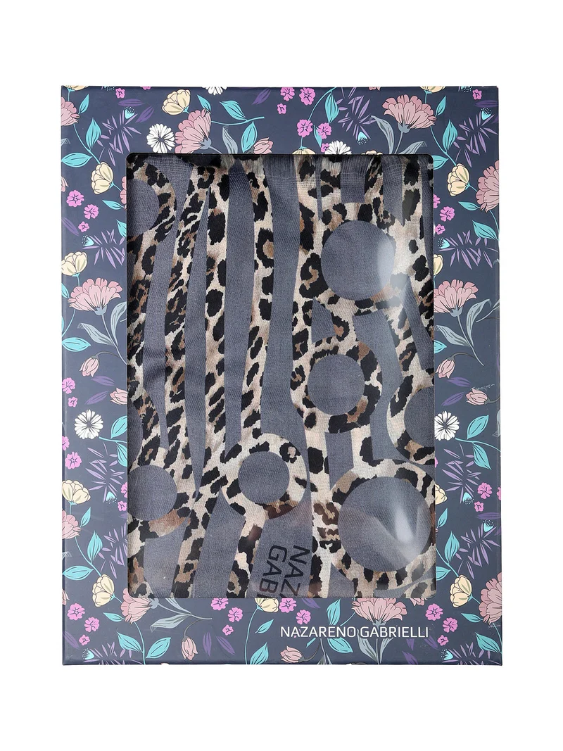 Sciarpa donna animalier on finale sfrangiato - grigio