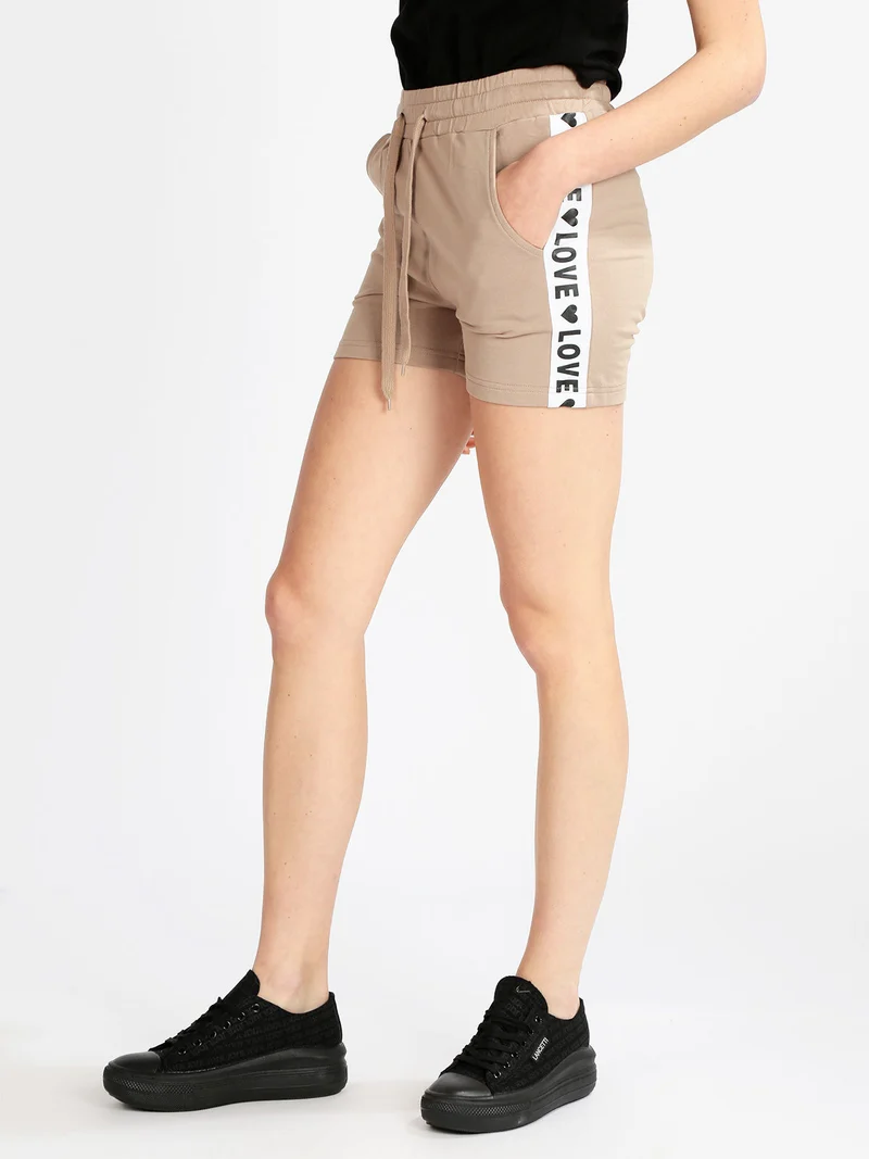 Shorts donna in felpa - cammello