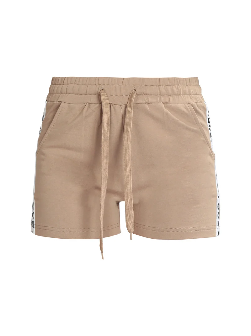 Shorts donna in felpa - cammello