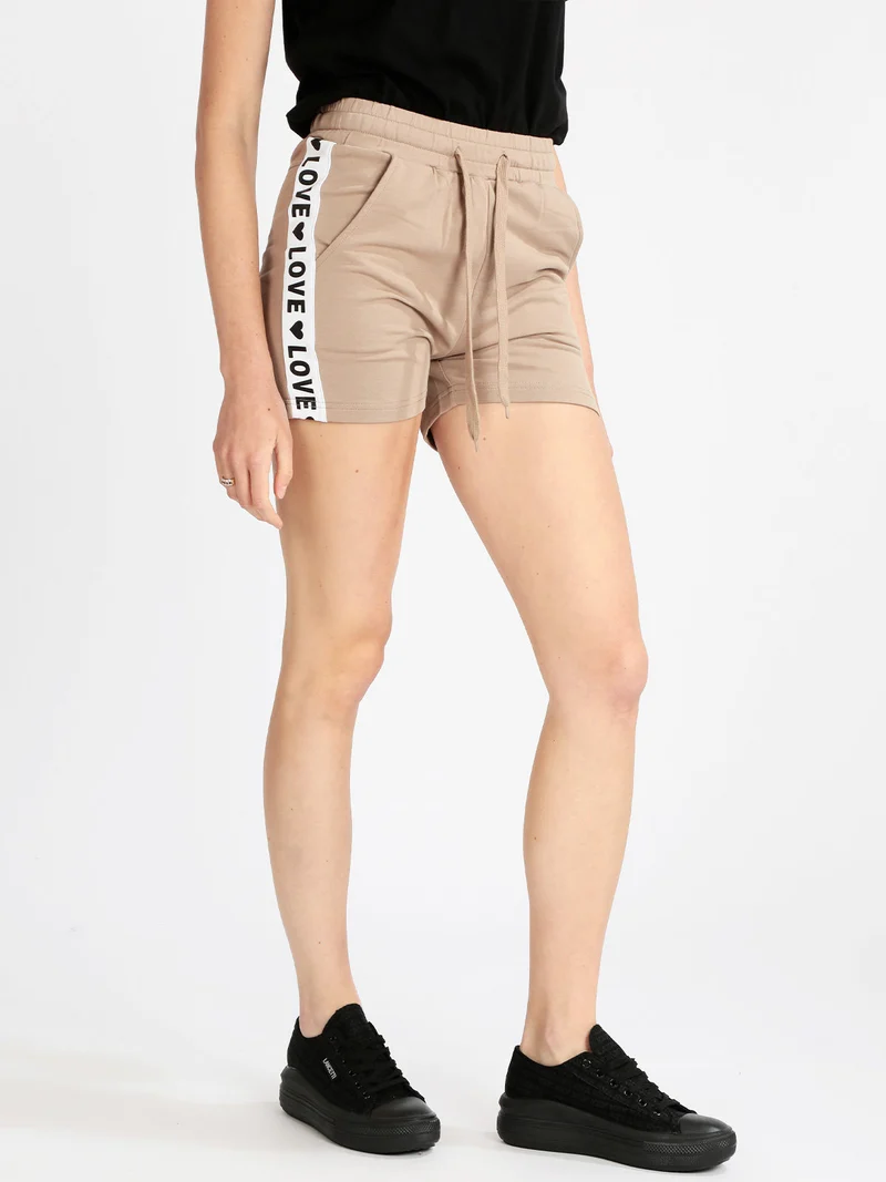 Shorts donna in felpa - cammello