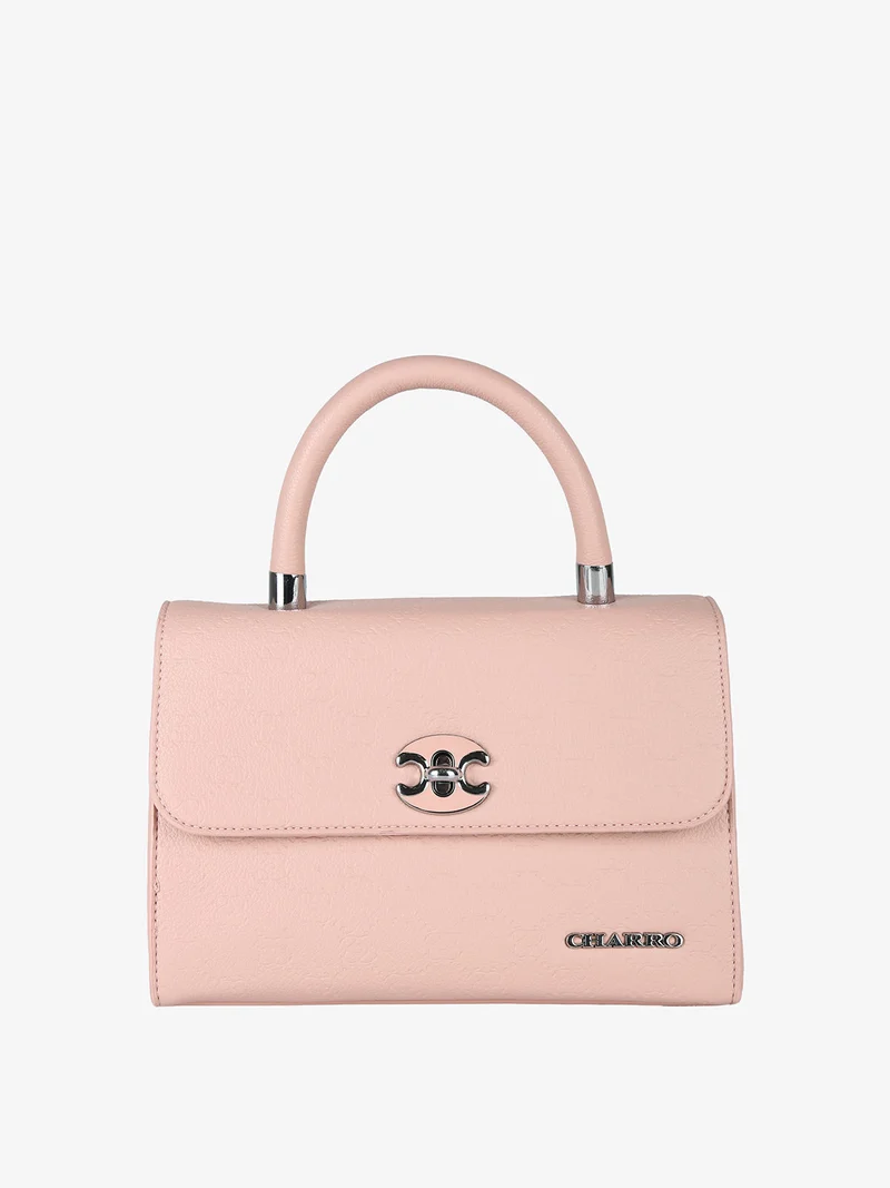 Borsa a mano da donna con patta e chiusura a girello - rosa