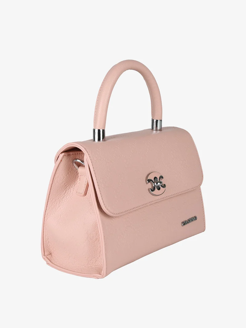 Borsa a mano da donna con patta e chiusura a girello - rosa