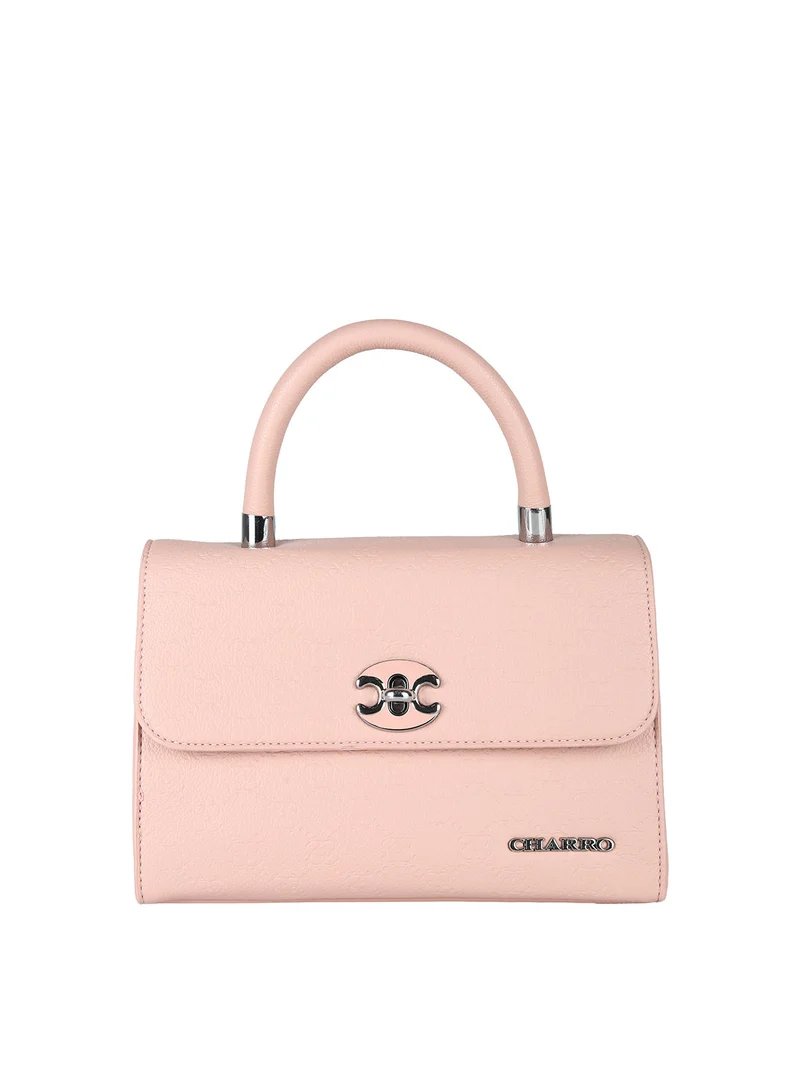 Borsa a mano da donna con patta e chiusura a girello - rosa