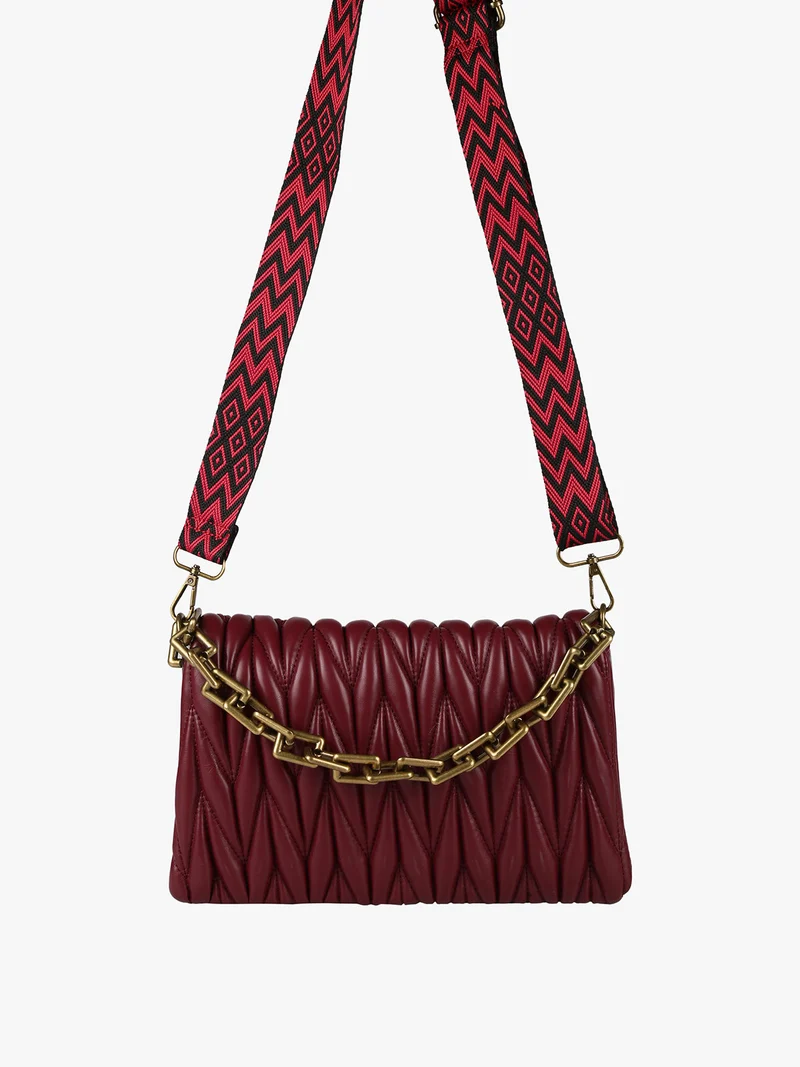 Borsa a tracolla con catena - bordeaux