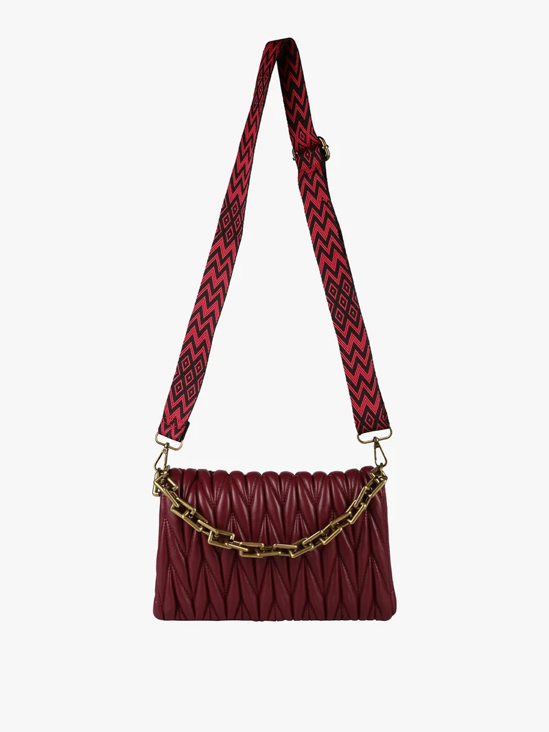 Borsa a tracolla con catena - bordeaux