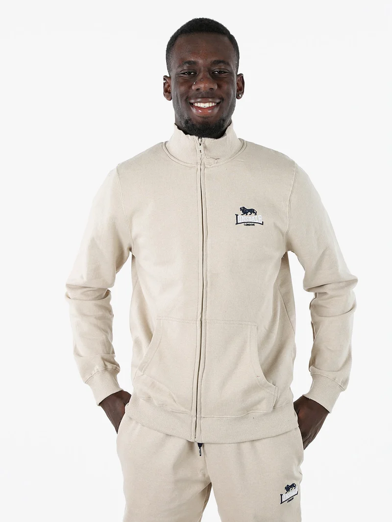 Felpa sportiva da uomo con zip intera - beige