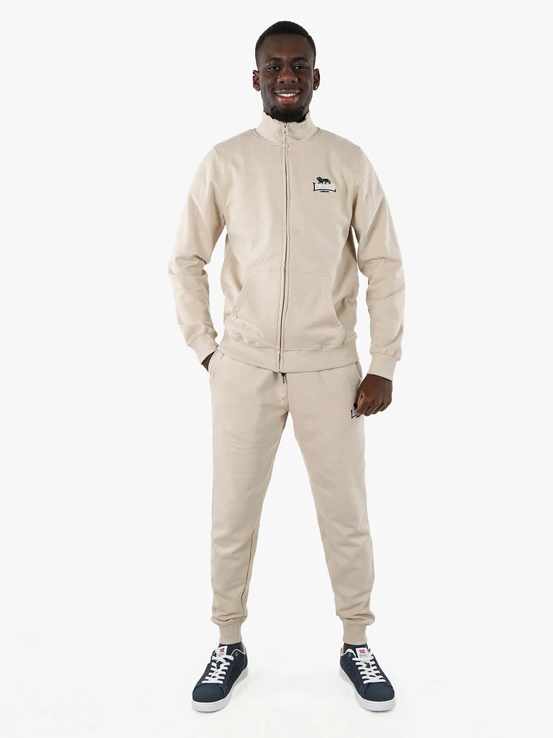 Felpa sportiva da uomo con zip intera - beige