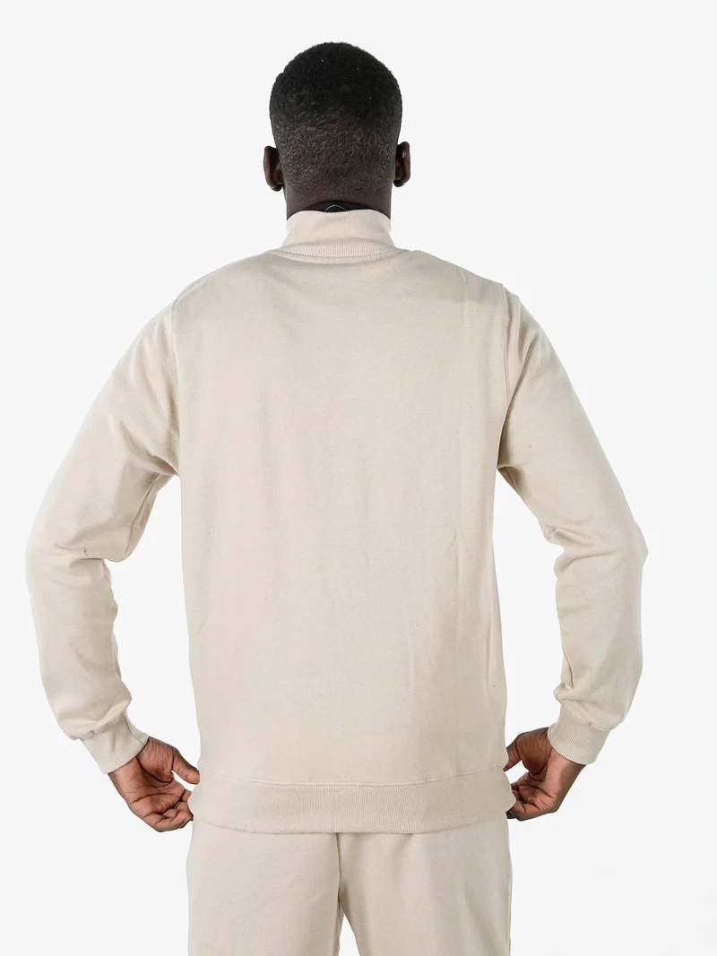 Felpa sportiva da uomo con zip intera - beige
