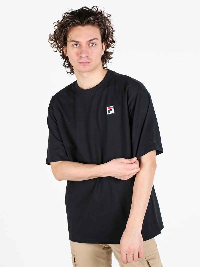 T-shirt da uomo girocollo in cotone - nero