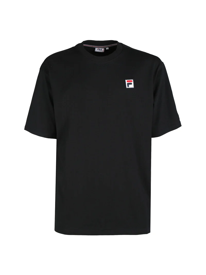 T-shirt da uomo girocollo in cotone - nero