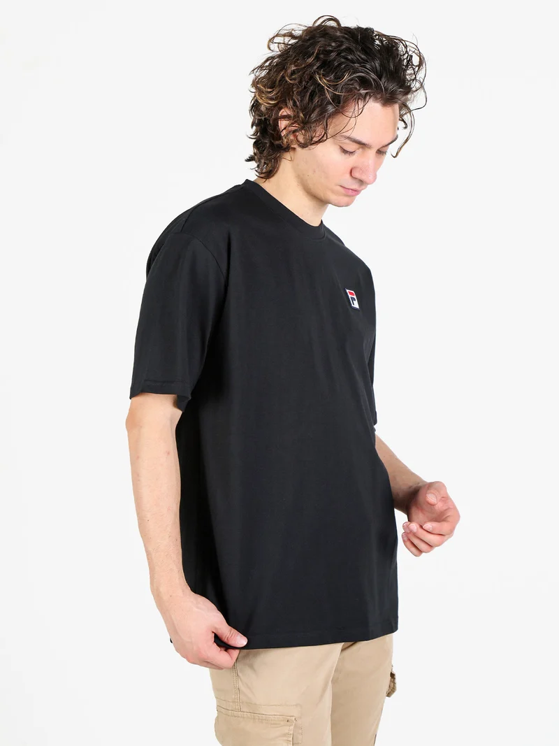 T-shirt da uomo girocollo in cotone - nero