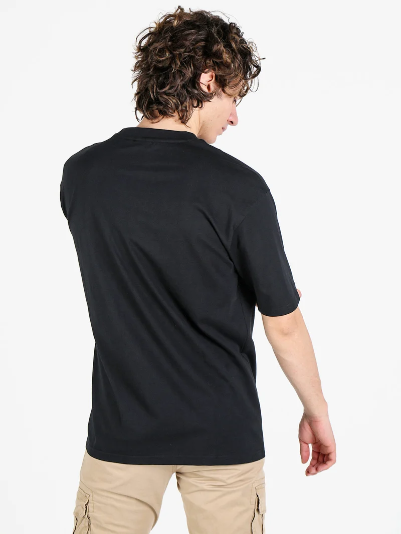 T-shirt da uomo girocollo in cotone - nero