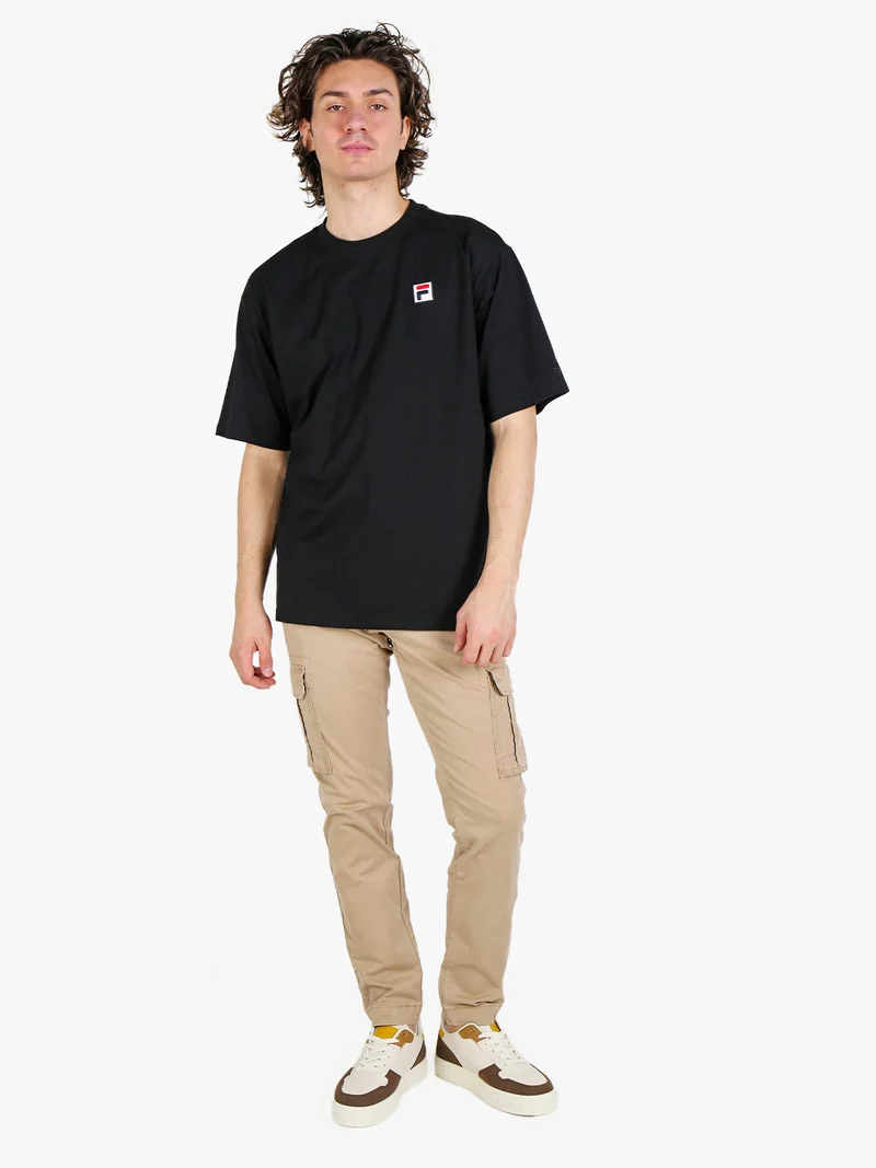 T-shirt da uomo girocollo in cotone - nero