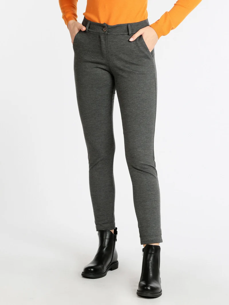 Pantaloni classici da donna elasticizzati - grigio scuro
