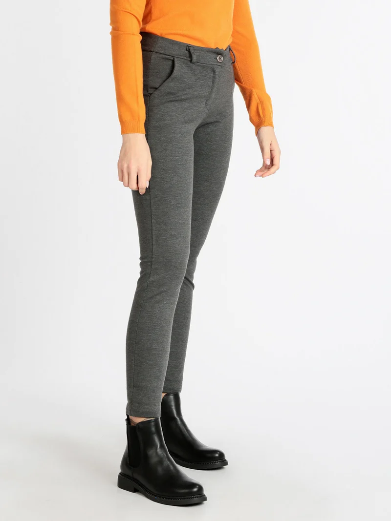 Pantaloni classici da donna elasticizzati - grigio scuro