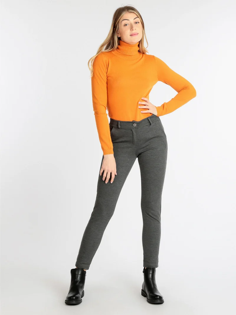 Pantaloni classici da donna elasticizzati - grigio scuro