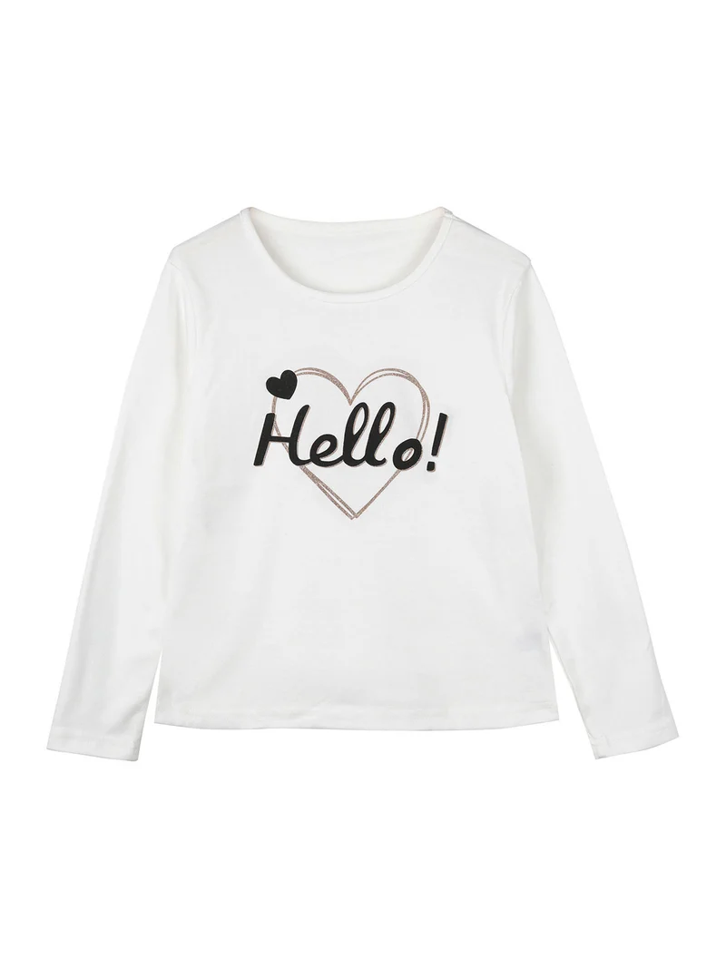 Completo 3 pezzi da bambina con felpa con stampa a cuori - panna