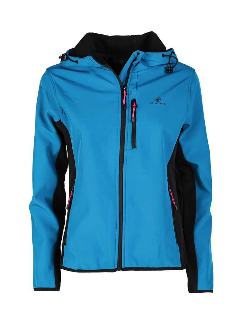 Giacca donna sportiva impermeabile con cappuccio e zip - ottanio