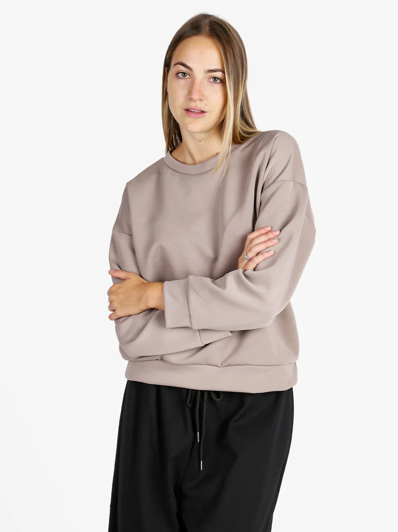 Felpa girocollo da donna ovesize - khaki