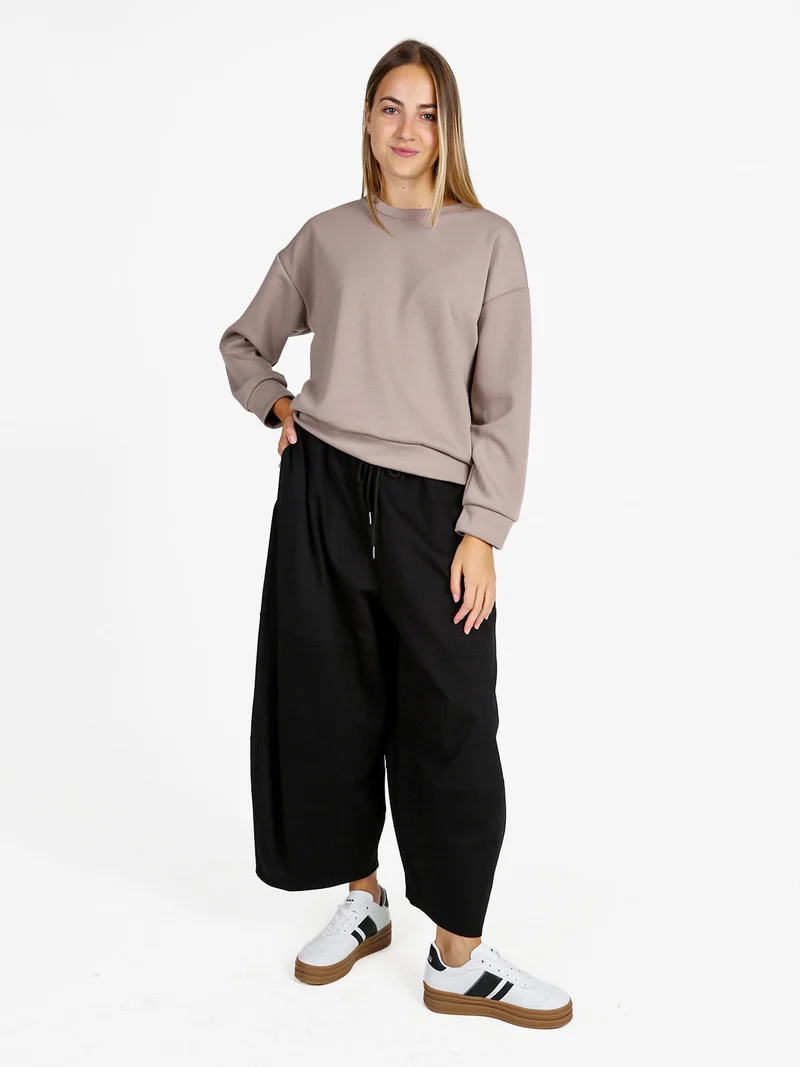 Felpa girocollo da donna ovesize - khaki