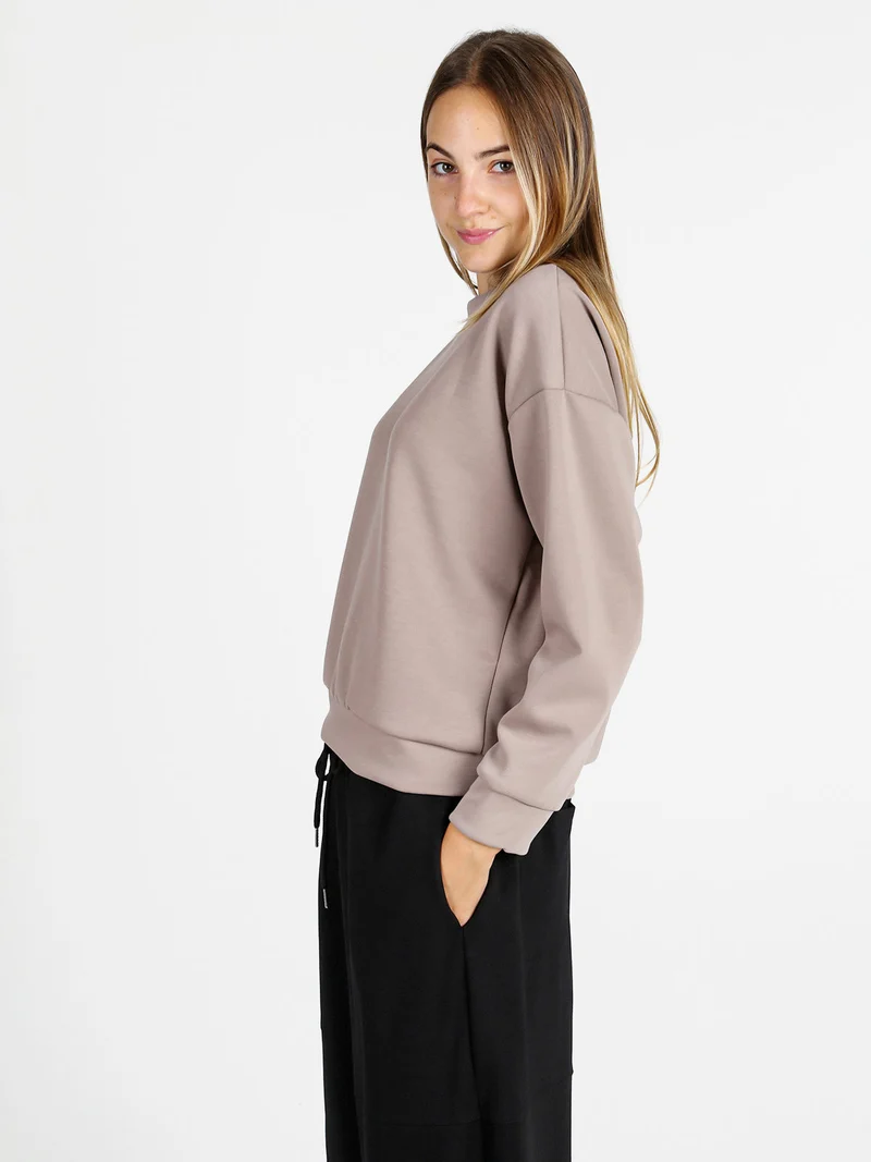 Felpa girocollo da donna ovesize - khaki