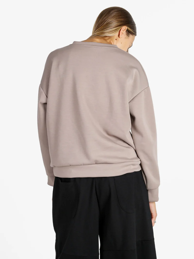 Felpa girocollo da donna ovesize - khaki