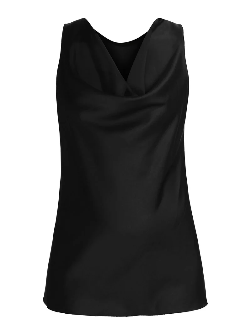 Top donna con scollo a cascata - nero