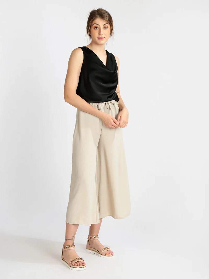 Top donna con scollo a cascata - nero
