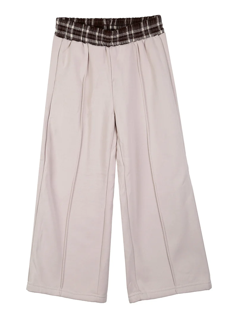 Completo da bambina 2 pezzi felpato con cappuccio e inserti camicia - fango