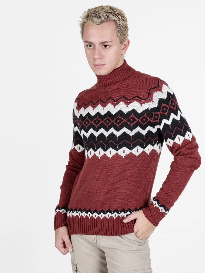 Maglione dolcevita da uomo in misto lana - caffè
