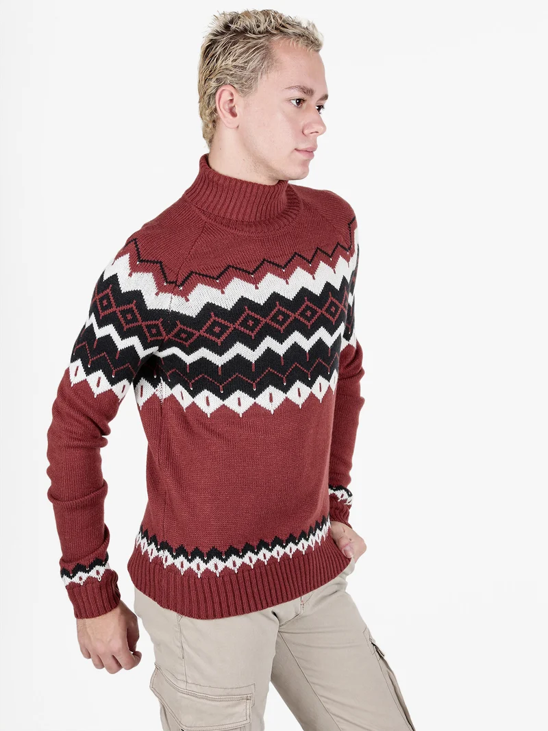 Maglione dolcevita da uomo in misto lana - caffè