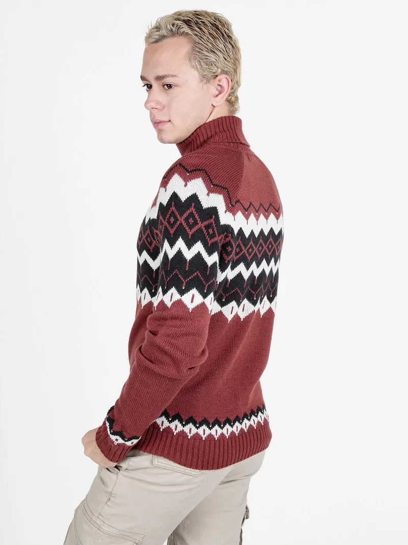 Maglione dolcevita da uomo in misto lana - caffè