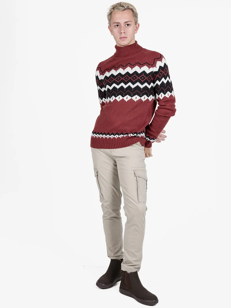 Maglione dolcevita da uomo in misto lana - caffè