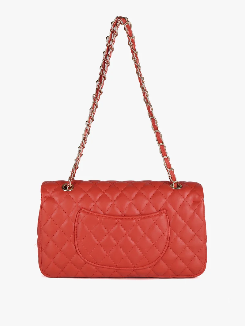 Borsa donna trapuntata con catena - arancione