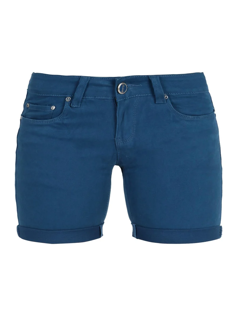 Shorts con risvolto - blu