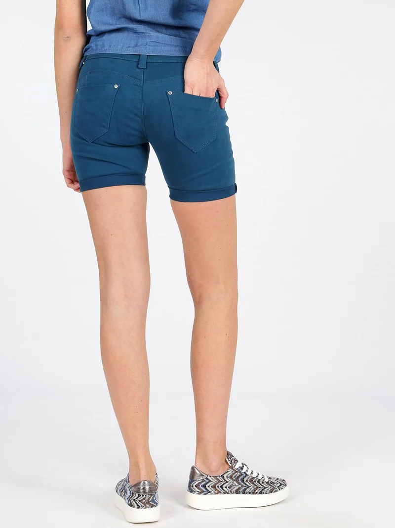 Shorts con risvolto - blu