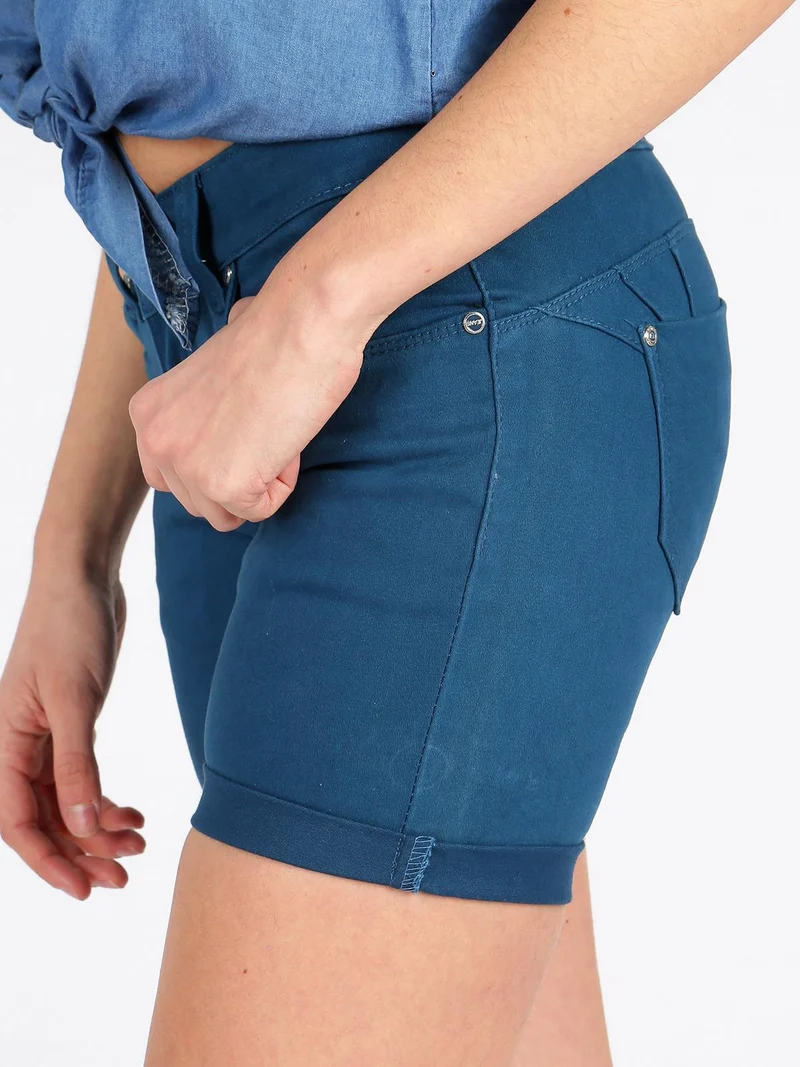 Shorts con risvolto - blu