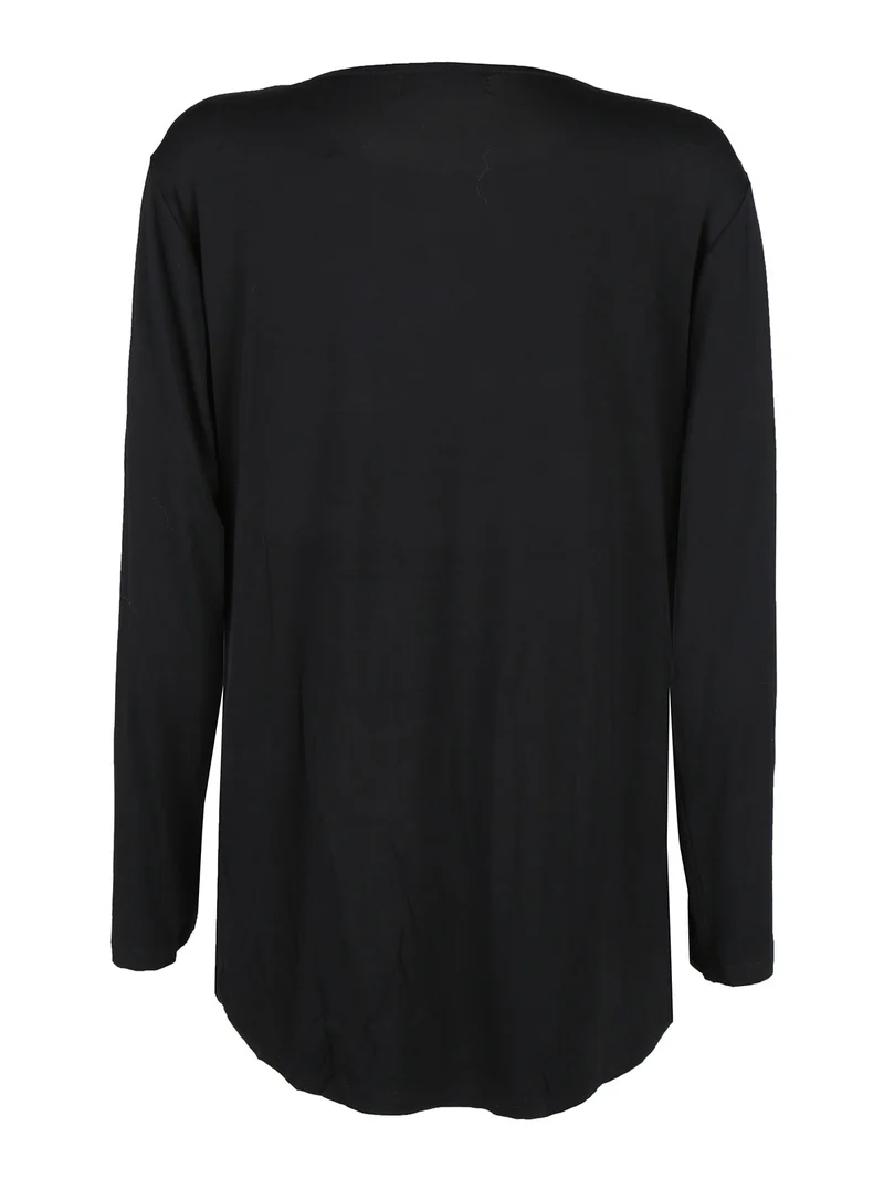 T-shirt donna a maniche lunghe con stampa cuore - nero