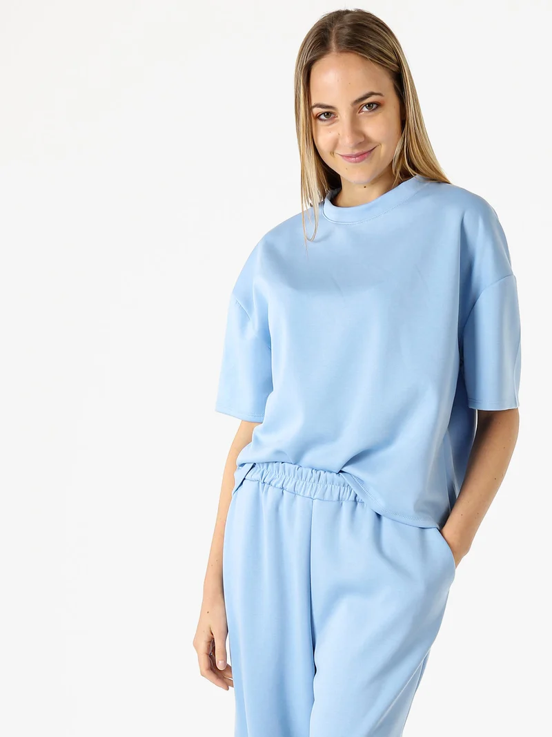 T-shirt donna oversize in felpa - azzurro