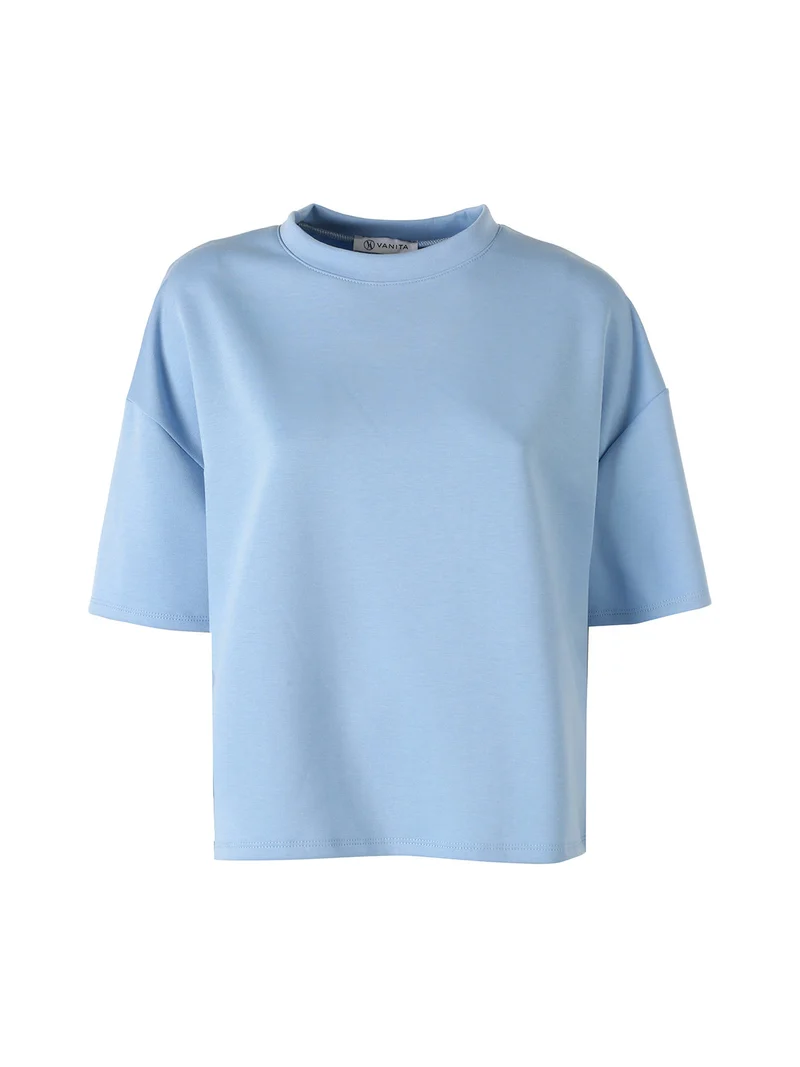 T-shirt donna oversize in felpa - azzurro