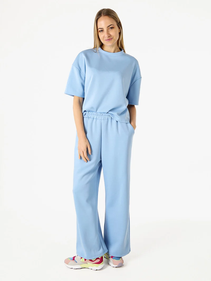 T-shirt donna oversize in felpa - azzurro