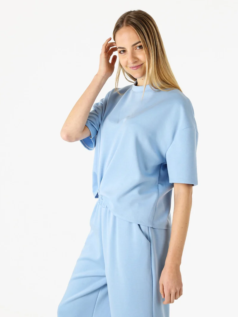 T-shirt donna oversize in felpa - azzurro