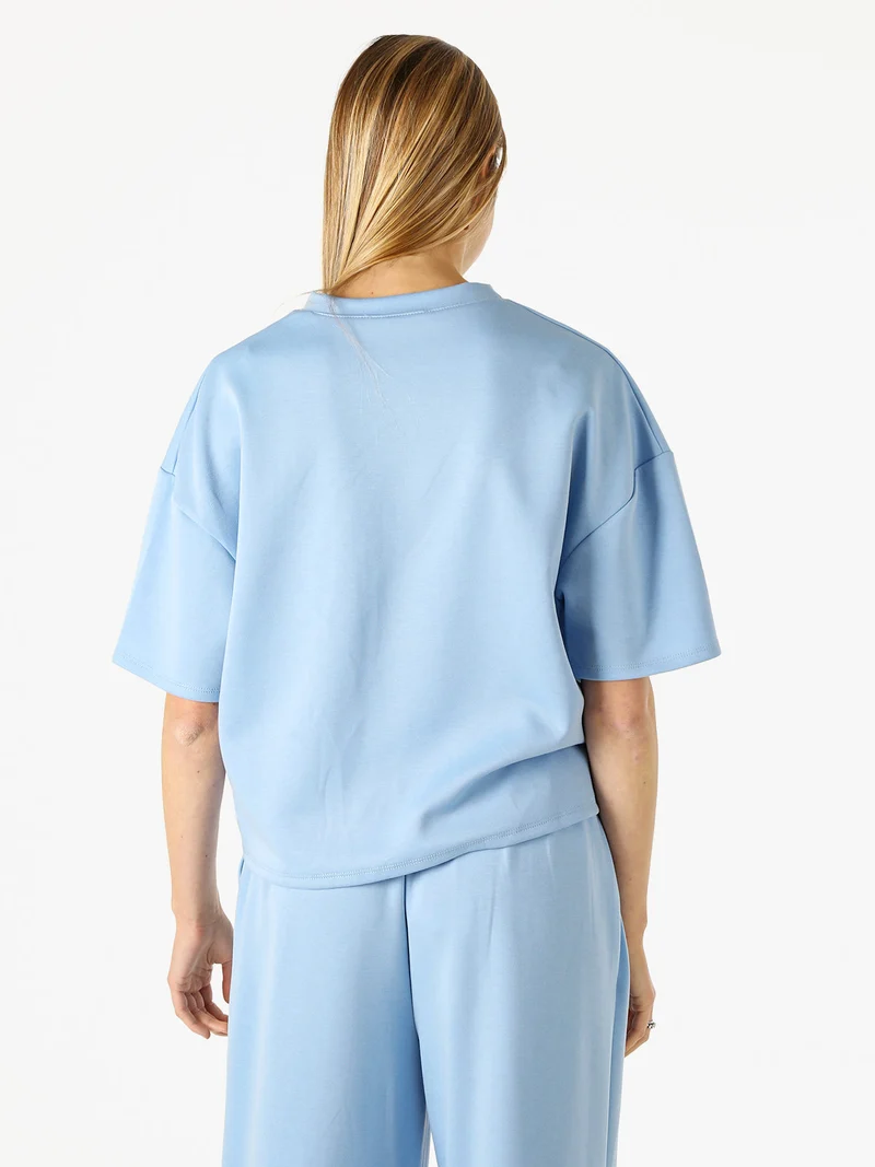 T-shirt donna oversize in felpa - azzurro