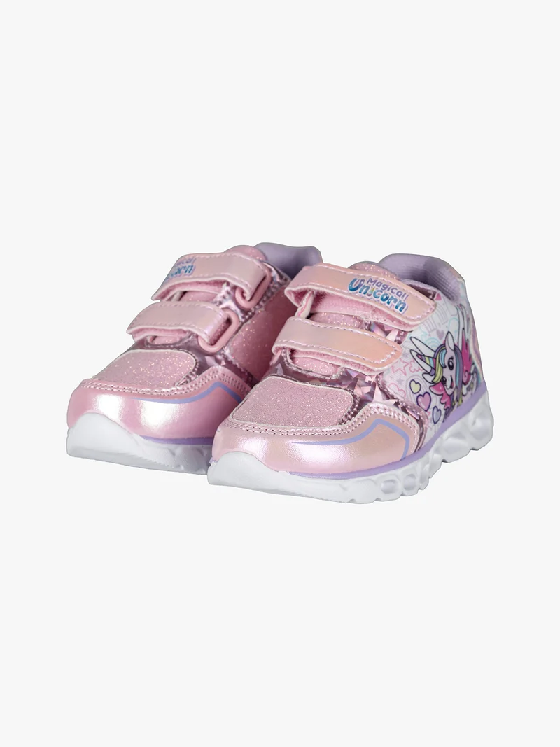 Sneakers da bambina con luci e chiusura a strappo - rosa
