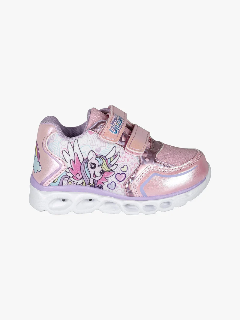 Sneakers da bambina con luci e chiusura a strappo - rosa