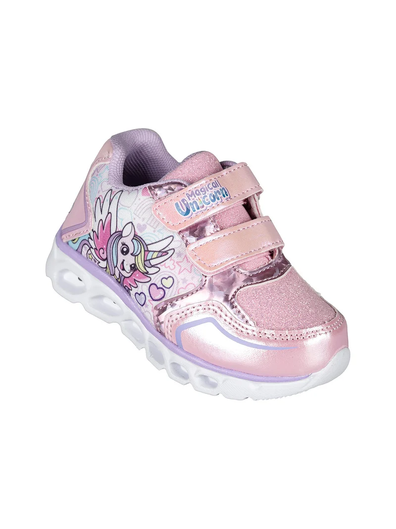 Sneakers da bambina con luci e chiusura a strappo - rosa