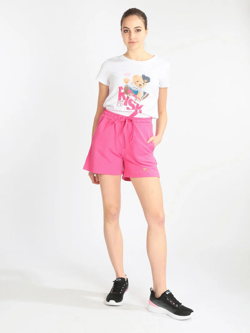 Bermuda donna in felpa - fucsia