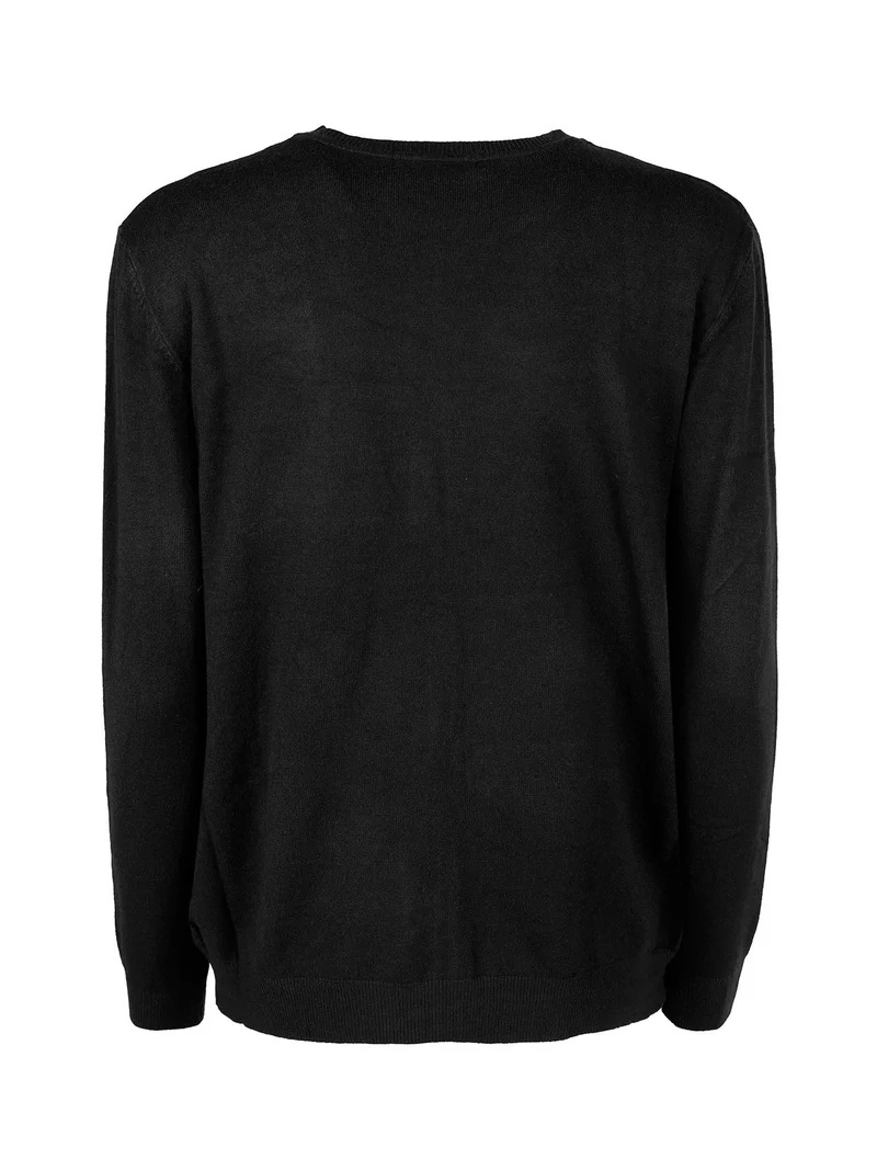 Cardigan girocollo da donna in maglia - nero