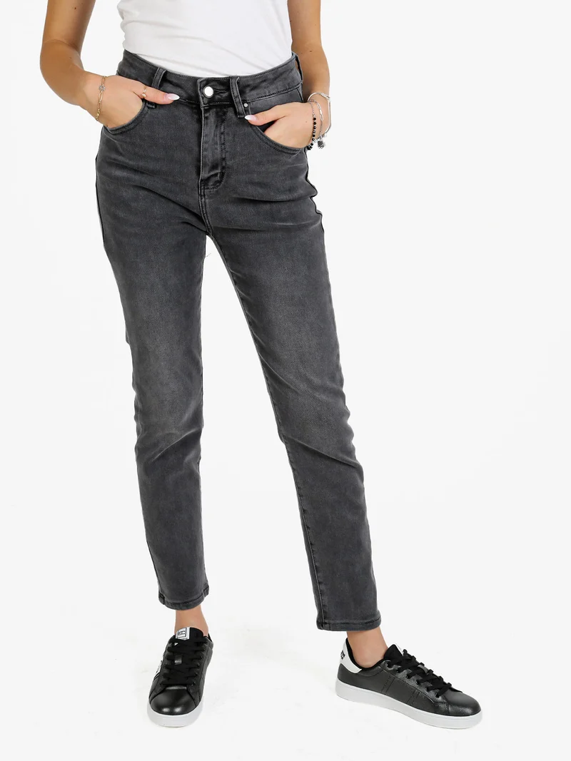 Jeans donna regular fit push up - grigio scuro